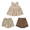 Girl's Retro Sleeveless Babydoll Top & Shorts Set
