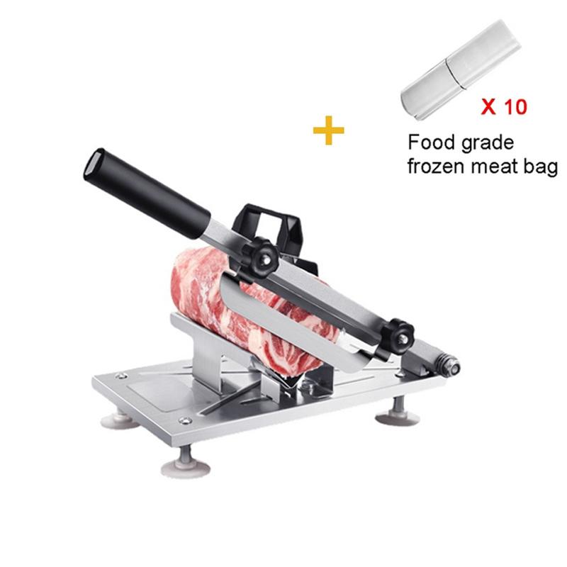 Manual Frozen Meat Slicer Stainless Steel Meat Cutter Beef Mutton Roll Food Slicer Slicing Machine for Cooking Hot Pot Shabu BBQ