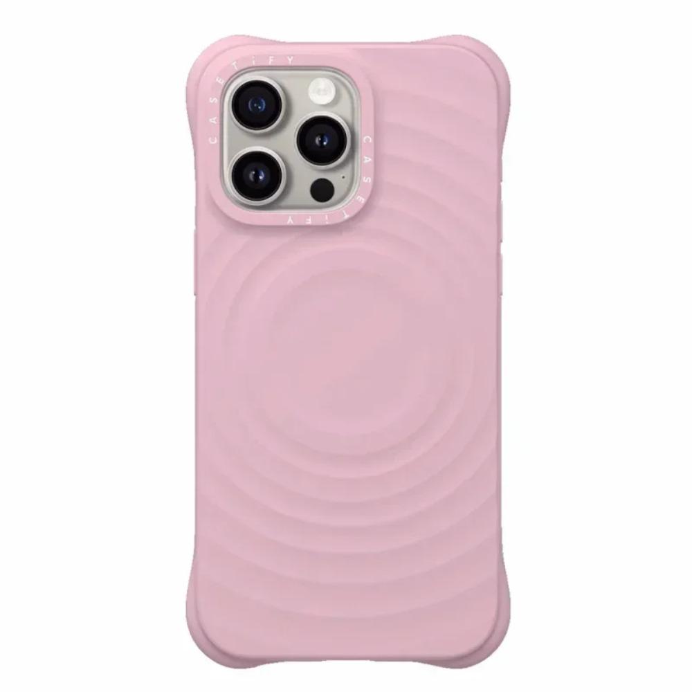 Stile INS Onde Silicone Lettere Incise Per Custodia Telefono Magsafe Per iPhone 17 Pro Max Pulsante Foto Protezione Quattro Angoli Anti-caduta Custodia Protettiva