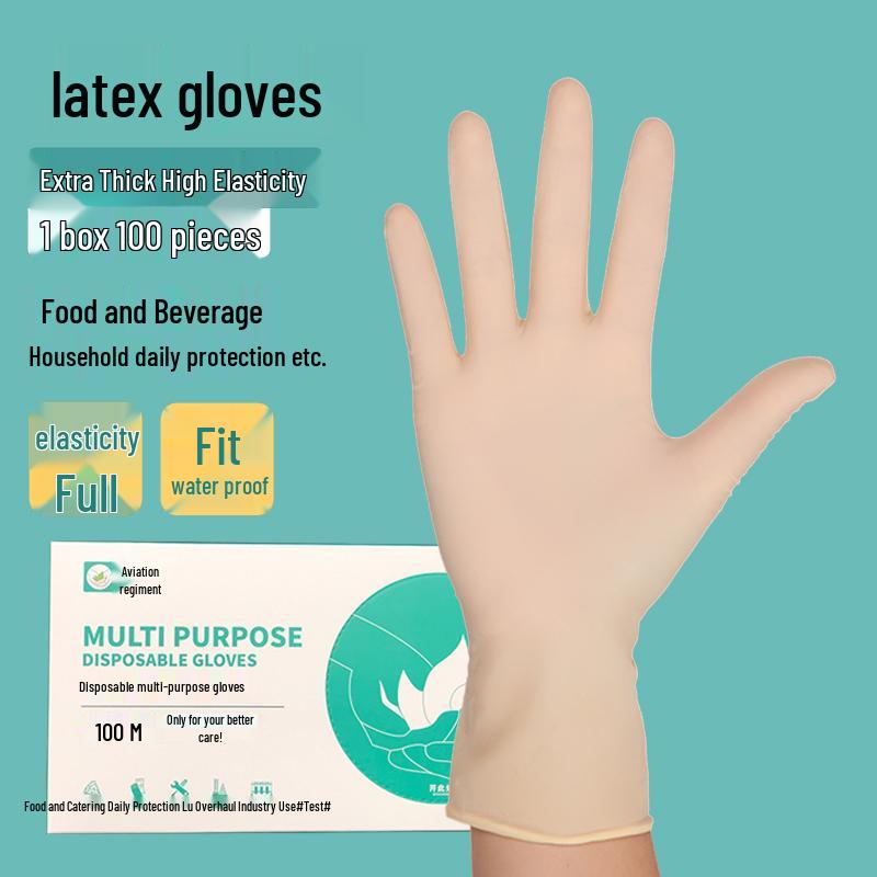 Puderfreie Latex-Handschuhe, 100er-Pack, Wasserdicht für Haushalt, Gastronomie, Microblading, Friseursalon, Kosmetikstudio.
