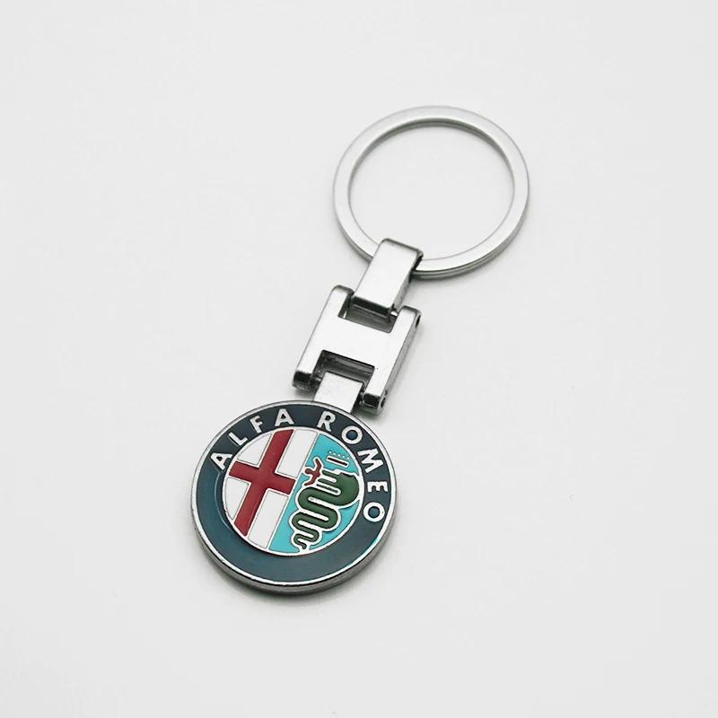 2026 Hot Sticker 1pcs 3D Metal Leather Car Styling Emblem Keychain Key Chain Rings For Alfa Romeo Accessorie Giulietta GT 159 14