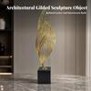 Geometric Leaf Sculpture with Square Base Sturdy for Shelf Display, Office