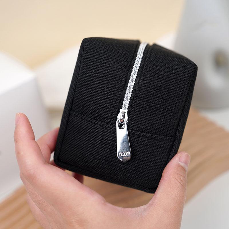 DIOR black denim storage bag makeup tools