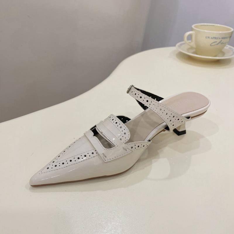 Fashion SUOJIALUN 2024 Spring New Brand Women Slipper fashion Pointed Toe Slip On Mules Shoes Thin High Heel Outdoor Dress Sandal Pumps