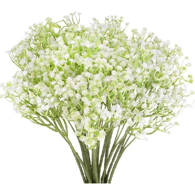 12-Pack Artificial Baby s Breath, 22.8Inch Faux Gypsophila Plastic Bouquets Real Touch Faux Flowers for Home/Wedding/Christmas/DIY/Party/Garden 12