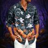 Men's Casual Long-Sleeve Shirt with Halloween Print for Spring ,Summer and Fall