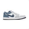 Jordan Air Jordan 1 Cushioning, Wear Resistant Low Top Vintage Basketball Shoes Men's Blue IH0648-141(Team303-)