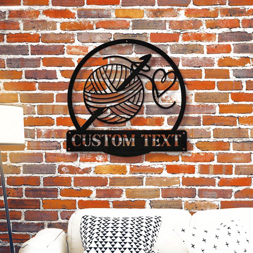 Unique Crochet Inspired Metal Wall Decor Craft Room Art Modern Sewing Lover Gift