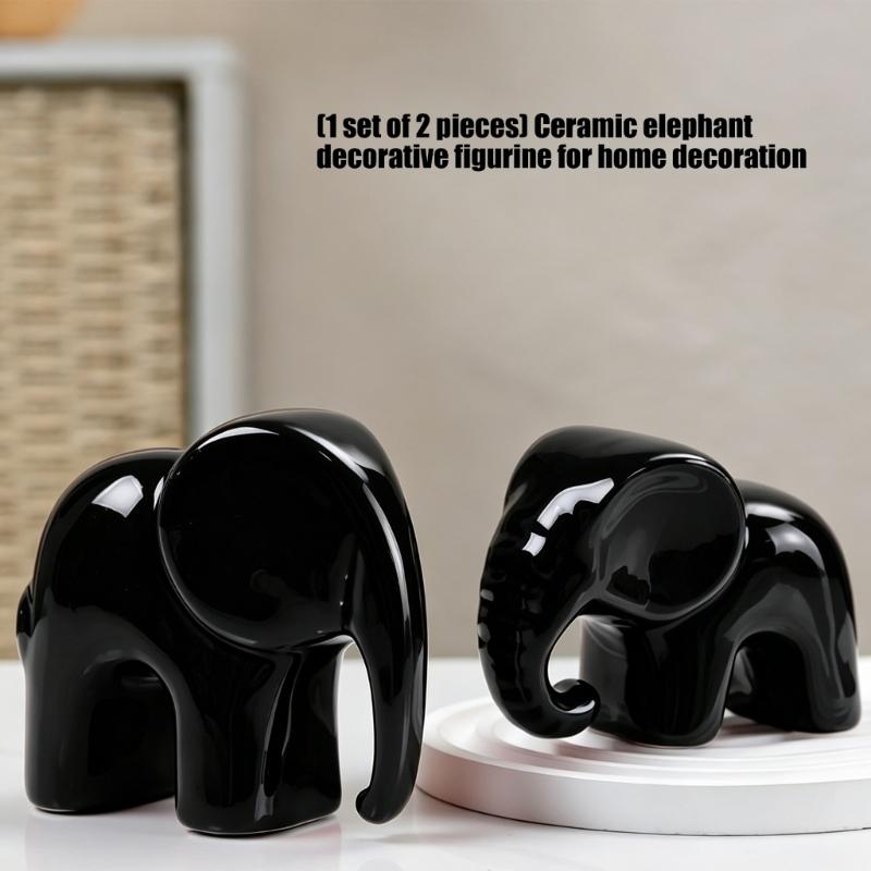Ceramic Elephant Figurine Elephant Statues Animal Sculptures Collectibles Table Ornament for Home Office Decorations