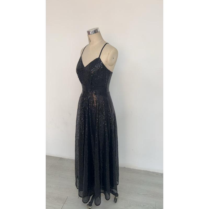 Women Sexy Sequined Backless Bodycon Long Evening Party Dress