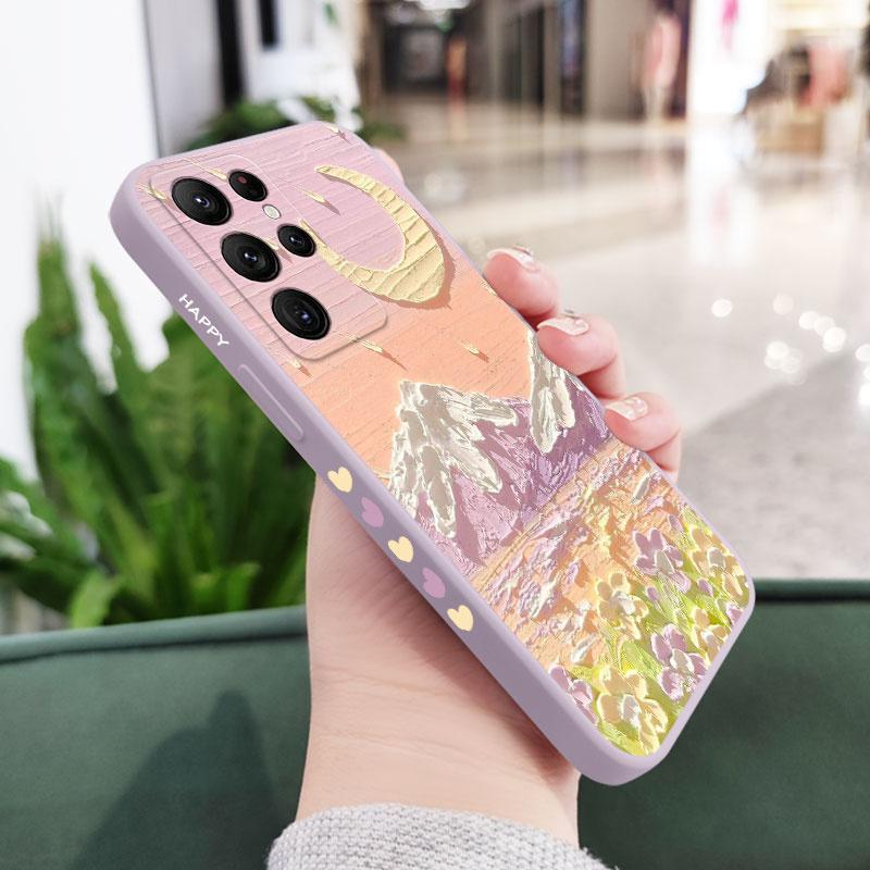 Oil Flowers Phone Case For Samsung Galaxy S25FE S24 S23 S22 S21 S20 Ultra Plus FE S10 S9 S10E Note 20 Ultra 10 9 Plus Cover