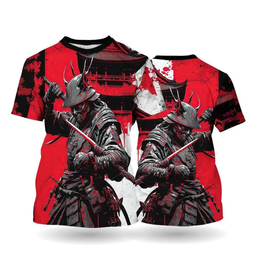 Japanese Bushido T-Shirts Samurai 3D Print Men's Woman Short Sleeve T Shirt Oversized Vintage Harajuku Tops Tees Unisex Clothing