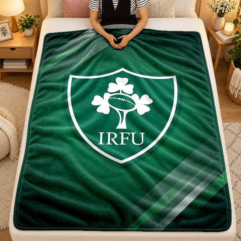 Flannel BlanketIreland Rugby Warm Soft Throw Blanket for Indoor Sofa Bed Living Room Use