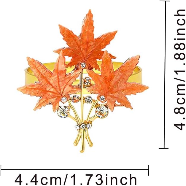 4 Pcs Maple Leaves Napkin Ring, Fall Metal Napkin Ring Holder Maple Leaves Serviette Buckle Holder Autumn Leaf Napkin Buckle for Harvest Season