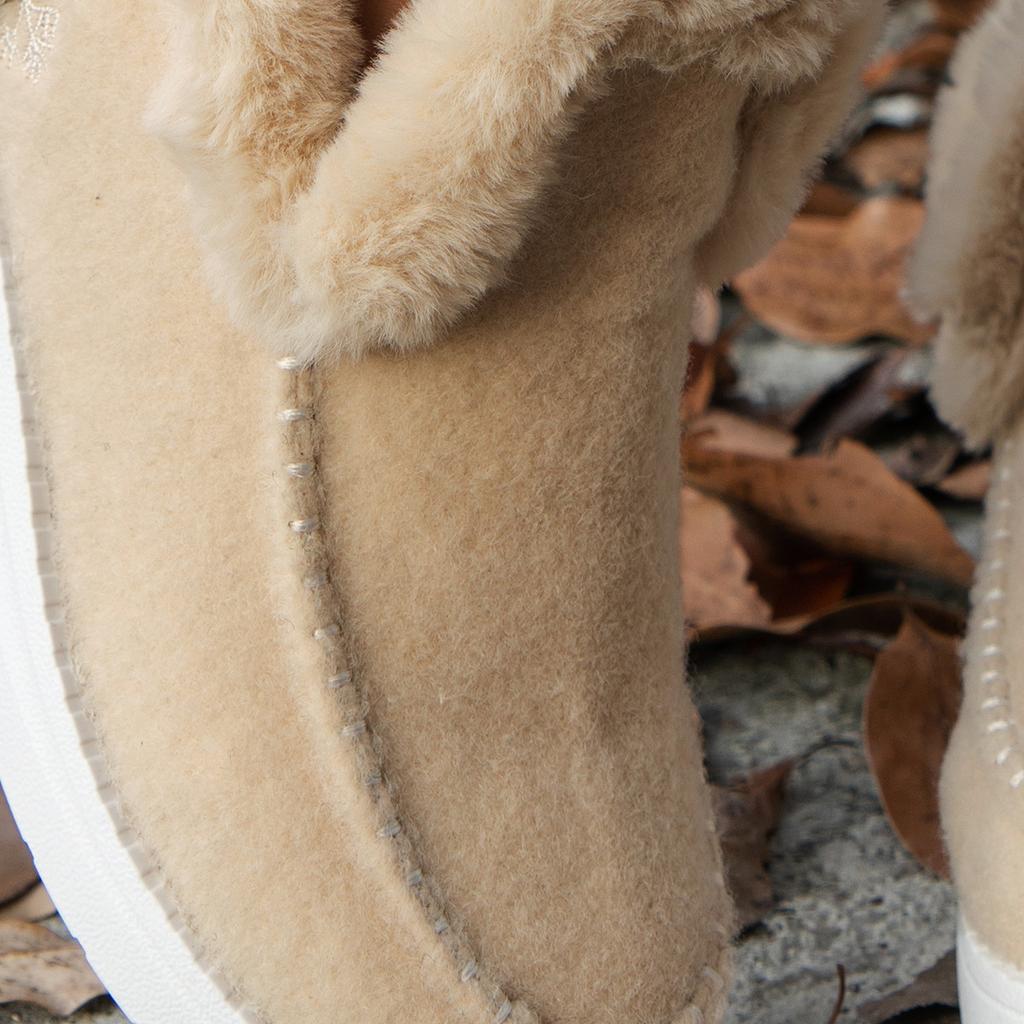 Autumn and Winter Women's  Plush Lined Snow Boots Solid Color Round Toe Slip on Flat Short Boots Warm Outdoor Short Boot