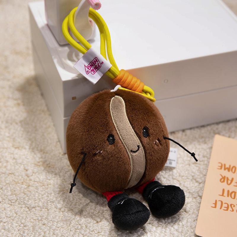 Portachiavi Peluche Chicco di Caffè Carino Portachiavi Frutto di Caffè Cartone Animato Ciondolo Fascino per Borsa Decorazione
