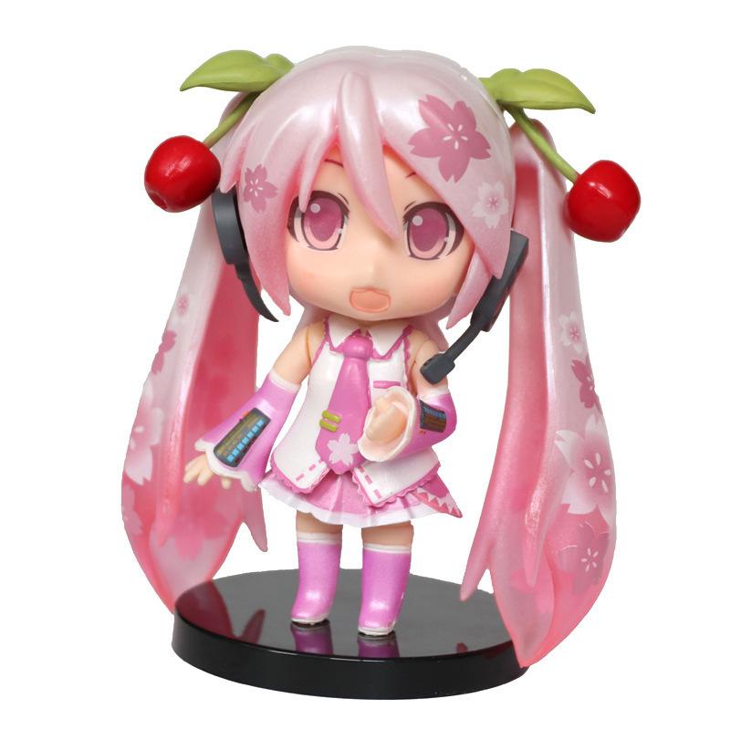 Anime New Hatsune Miku Figure Mini Character Ornaments Kawai Pink Green Hatsune Home desk Decoration Adult kid Birthday Gift