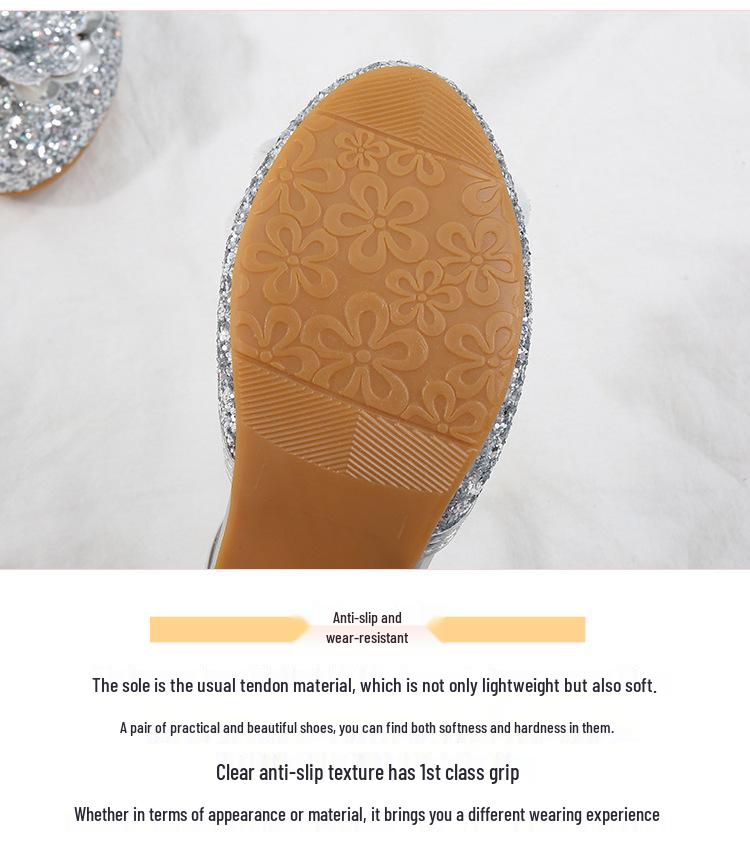 Girls' Golden Princess Shoes: Non-slip, Breathable Korean Style Sandals for Summer.