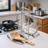 Stainless Steel Pot Lid, Ladle & Spatula Storage Rack - Multi-functional Countertop Organizer