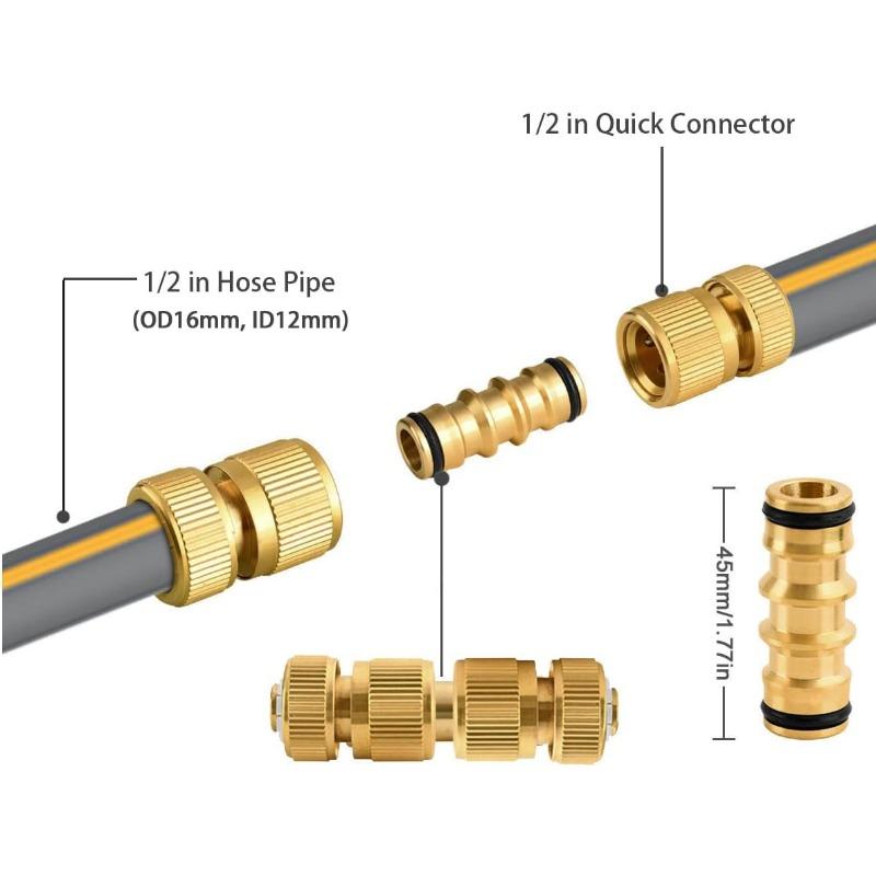 8-Pack Brass Garden Hose Faucet Connector Kit - 2 Dual Male Adapters, 4 Quick Connect 1/2" Hose Fittings, 2 Faucet Connectors