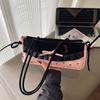 Black French Stick Handbag Sweet Cloth Underarm Bags All-match Plaid Bow Shoulder Bag  Work