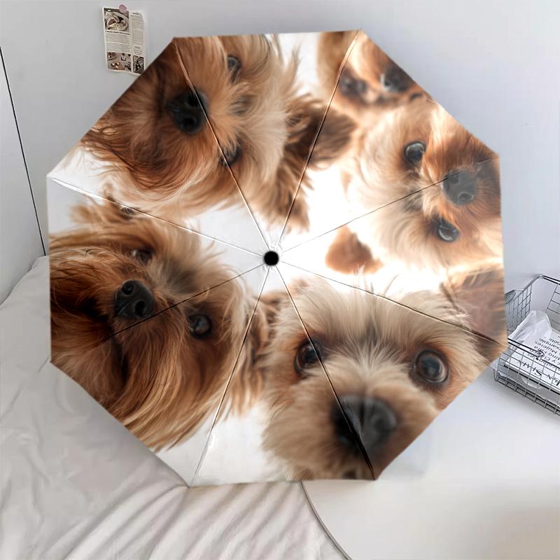 Yorkshire Terrier Pattern, Automatic Folding Umbrella, Portable and Foldable Design, 8 Ribs, a Christmas or Birthday Gift.