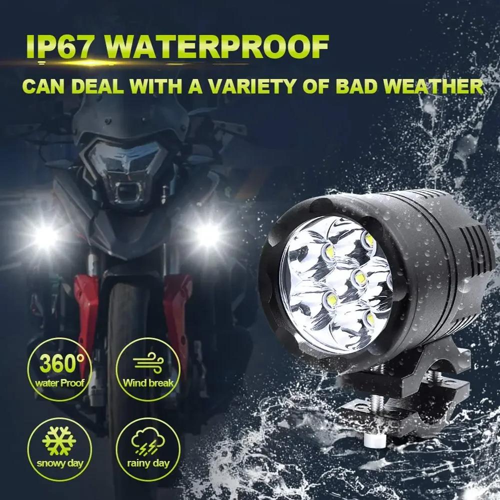 6 Led Chips Additional strobe LED Spotlight for Motorcycle 200W Motocross Flash led Headlights Fog Light for car ATV UTV 12V 24V