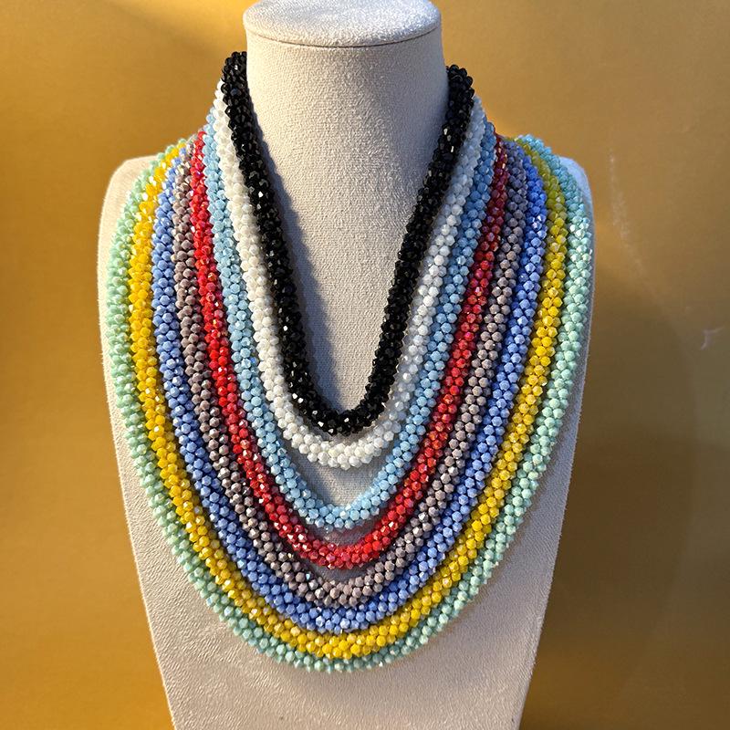 Retro Multi-layer Crystal Long Necklace - Handmade & Versatile Collarbone Chain