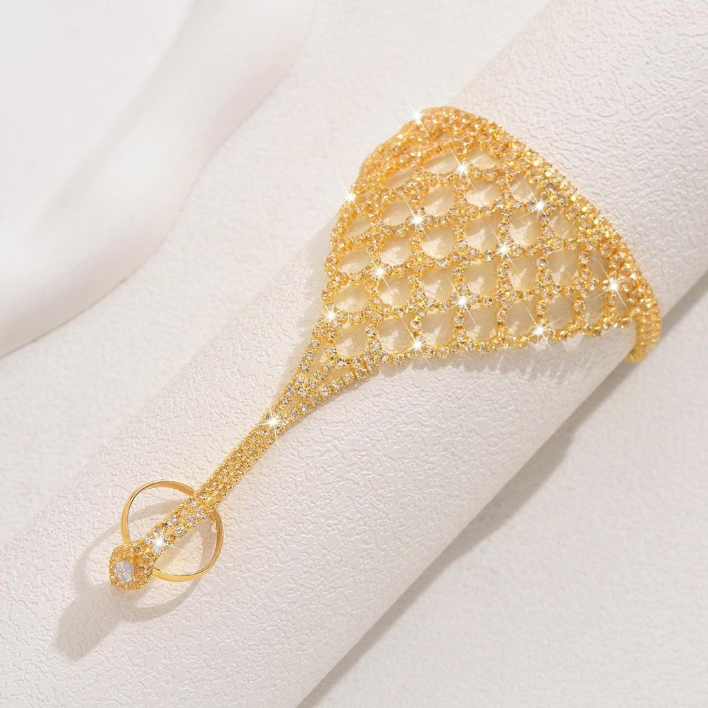Trendige Strass-Fingerlose Handkette mit europäischem und amerikanischem Flair