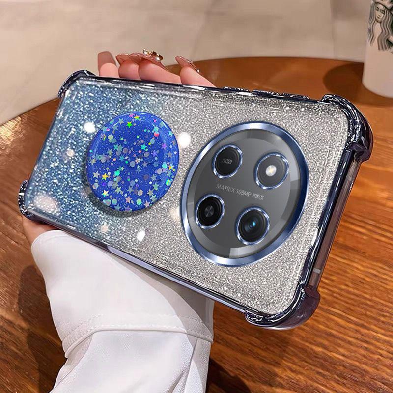 Luxury Shockproof Glitter Holder For Silicone Ring Honorx9c Case For Honor X9C Smart X7C X6A X6B X6C With Holder Stand Cover
