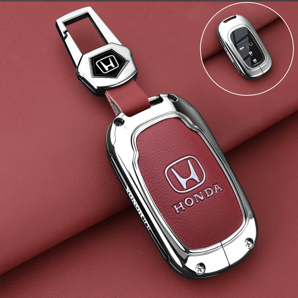 Leather Zinc Alloy Car Remote Key Case Cover For Honda Civic 11th Gen Accord Vezel Freed Pilot CRV 2021 2022 Protector Accessory