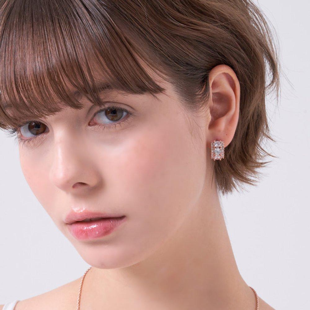 14K Glitz Stone One-Touch Earrings (Gold Pin) Elgpee571