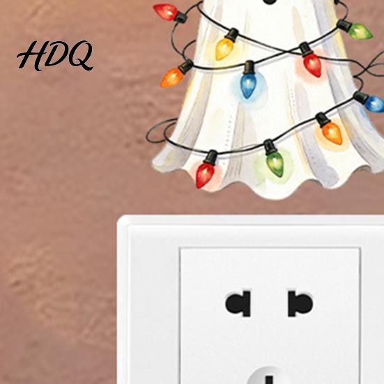 Holiday Switch Decals Halloween Ghost Decorative Sticker Cartoon Fairy Lamp Decal for Light Stickers Switch Removable Wall Sticker Bedroom