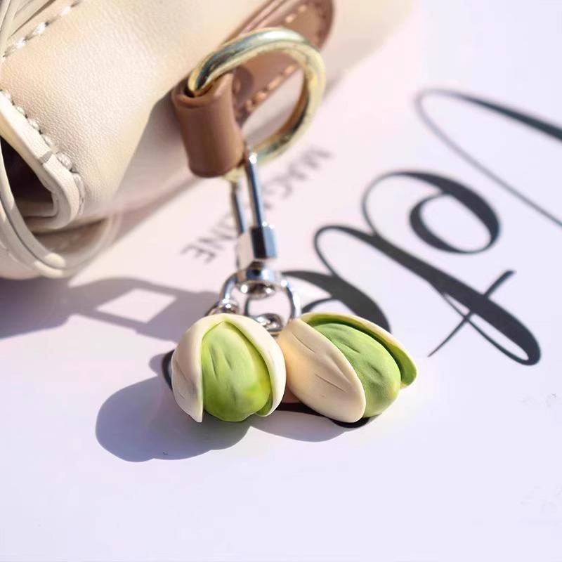 0.01 Pistachio Keychain Set: Personalized Food-Themed Pendants