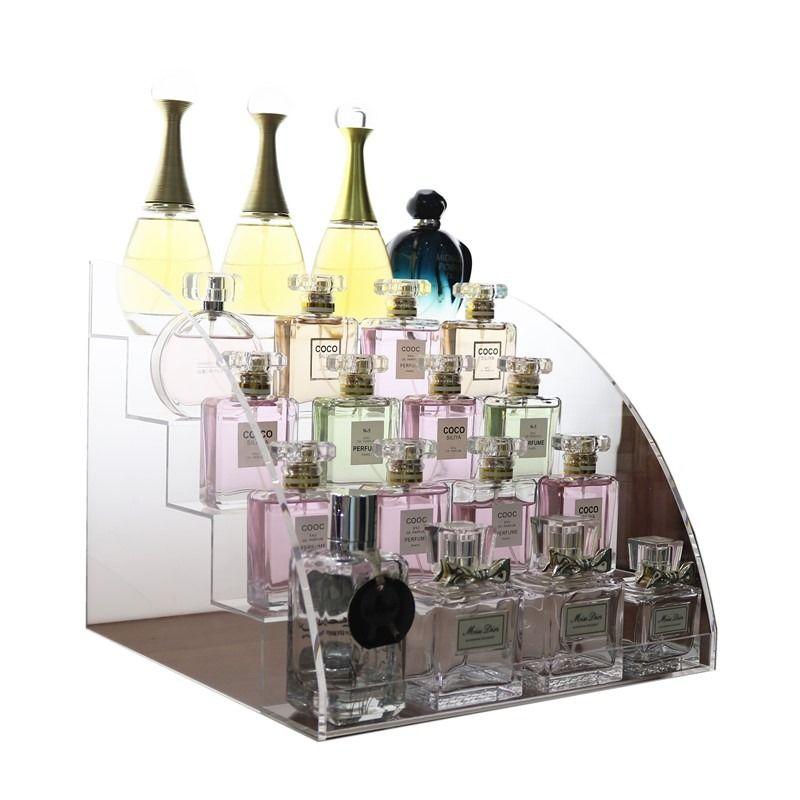 Cosmetics Storage Rack Acrylic Display Stand Dressing Table Multi Layer Organizational Shelves Desktop Ladder Type Showcase Box