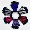 1 par de guantes sin dedos de medio dedo a rayas negras Unisex para mujer, guantes de algodón tejidos de lana para muñeca, guantes cálidos de invierno para hombre, guantes de entrenamiento