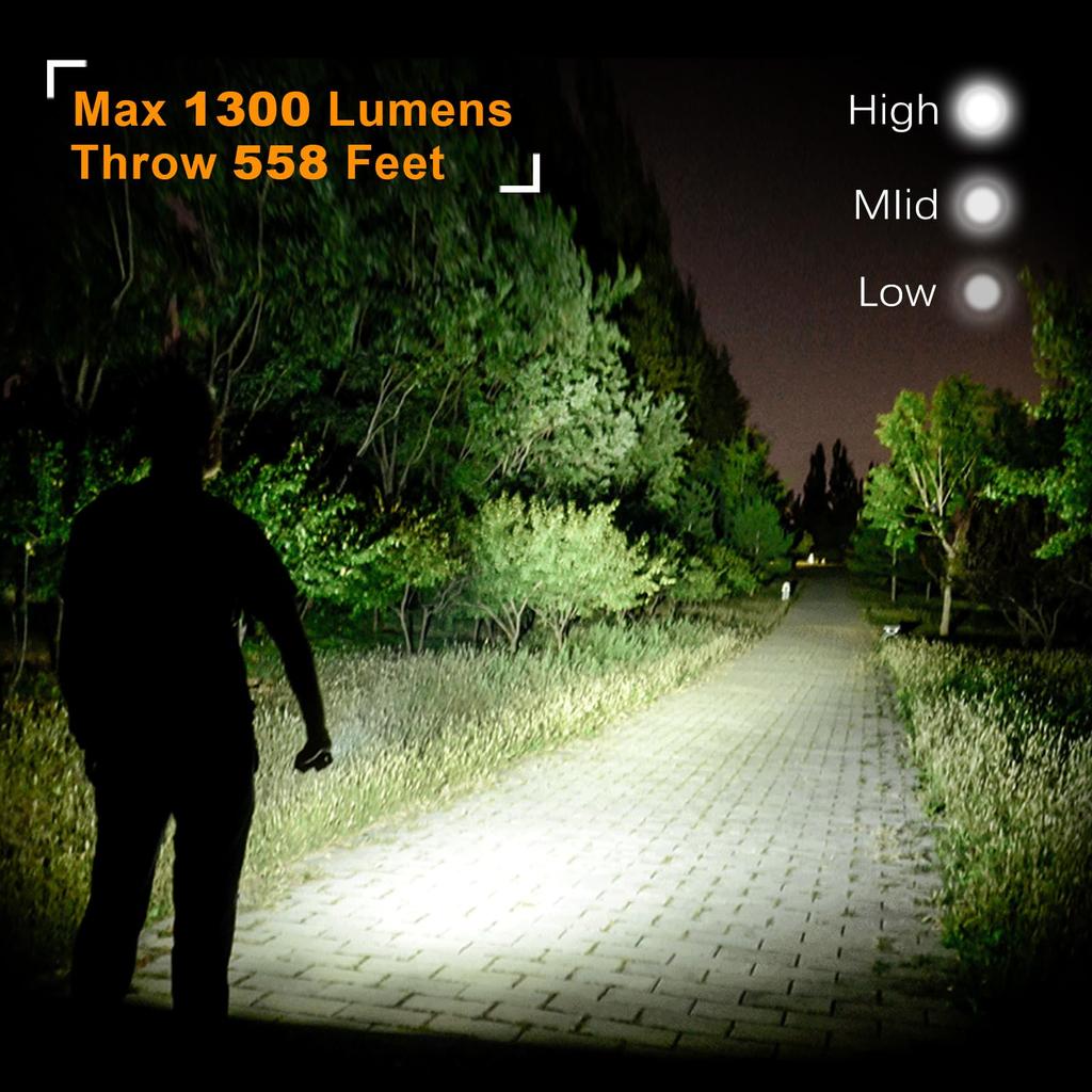 VTIGER T1A Compact Mini Pocket Flashlight with 1300 Compact AA Rechargeable Lightweight Flashlight with Super Bright Tail Switch and Magnetic Ideal