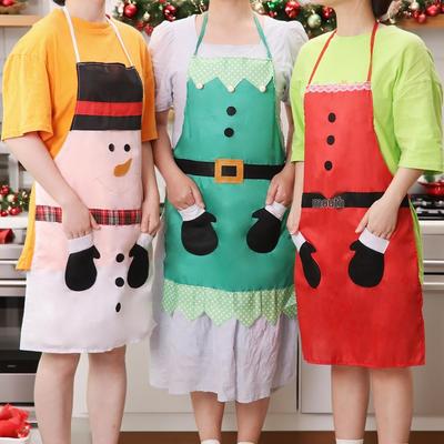 Festliche Cartoon-Schneemann-Schürze: Ärmellos, Staubdicht, Fleckenabweisend - Perfekt für Weihnachts-Küchendekor und Hausarbeit