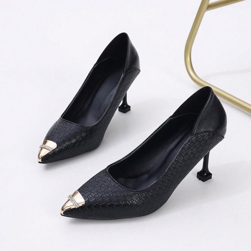 Fashion Shoes 8cm Kitten Heels Metal Pointed Tip Women Pumps Casual Women's Shoes Fashion Mid Heeled Ladies Shoes Sweet Heels