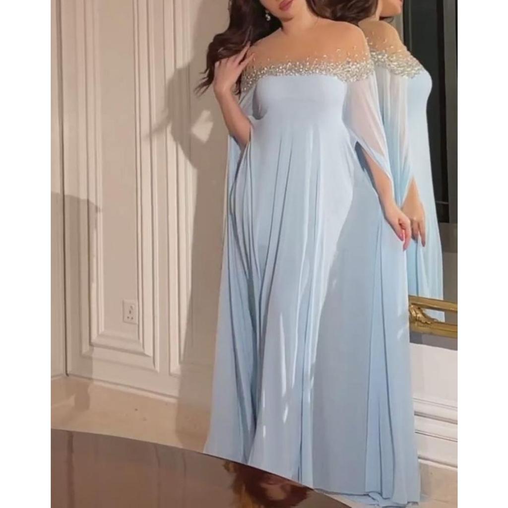 Spring Summer New Sexy High Waist Hot Drill Pearl Chiffon Banquet Evening Dress for Women European American Party