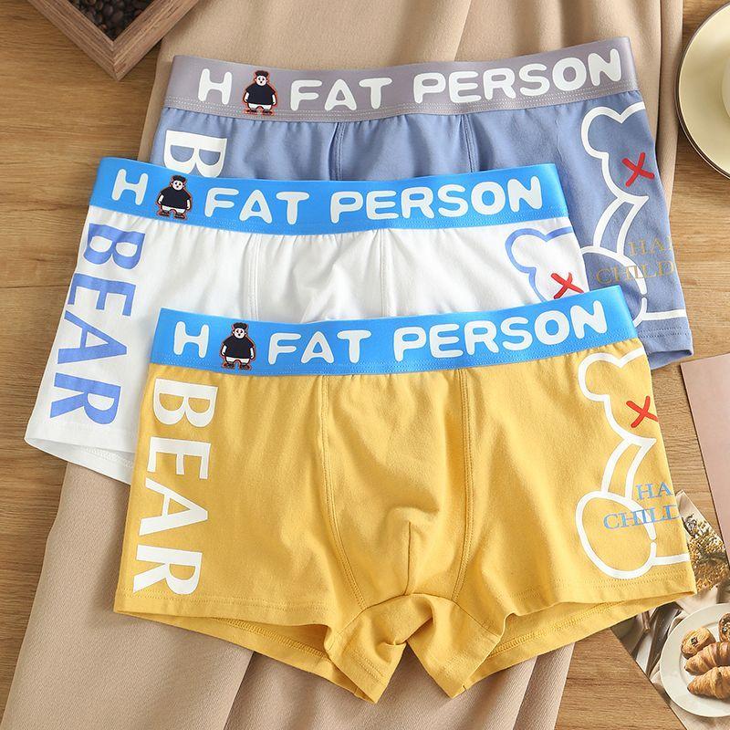 New Cartoon Letter Breathable Boxer Men Underwear Cotton Boxershort Mens Boxers Man Size Plus M-3XL