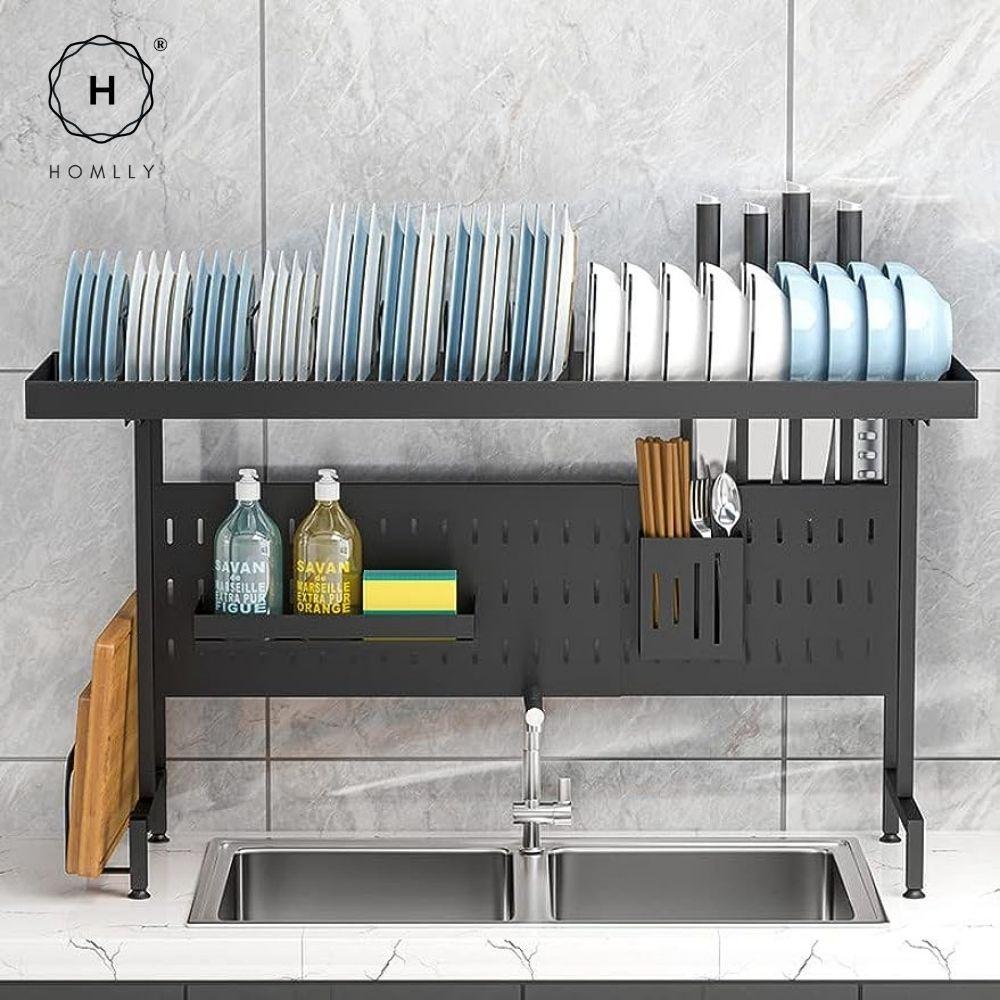 Homlly Trii Over the sink adjustable Width and Height Cultery Utensils Dish Drying Drainer Kitchen Organizer Rack