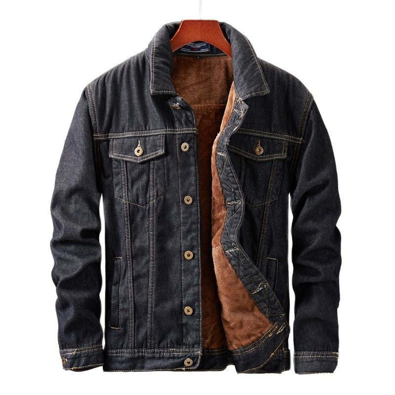 Vestes en Jean d'Hiver pour Hommes Manteaux d'Extérieur Épais Veste en Jean Chaude en Polaire Noire Décontractée Manteau pour Hommes Veste en Coton Vêtements pour Hommes