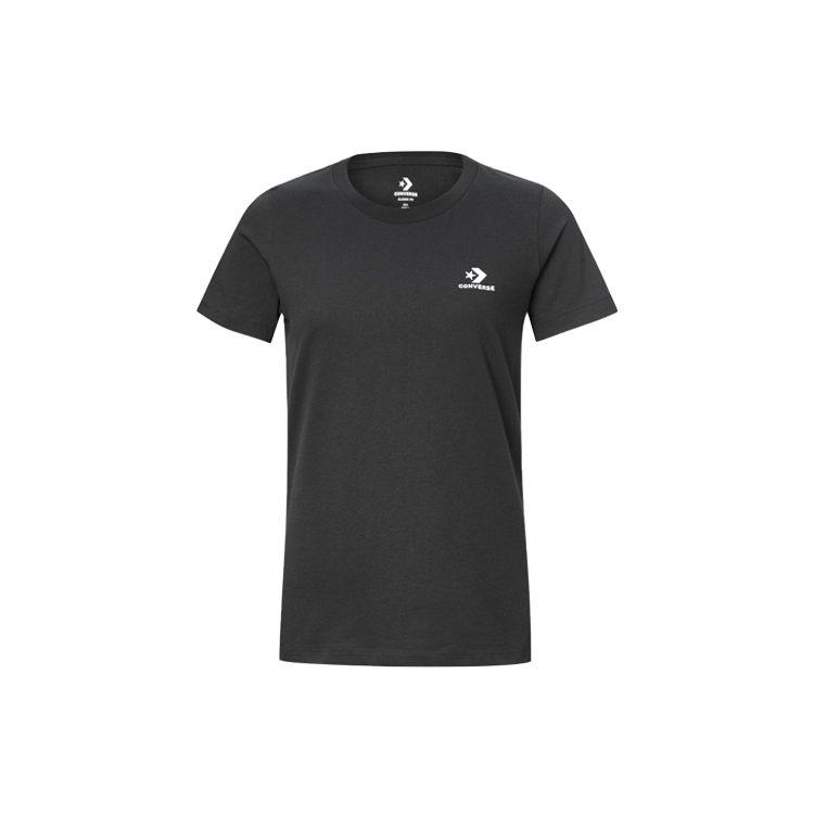 Converse T Shirts Women's Black Crew Neck Moderate Straight Fit 10020804-001