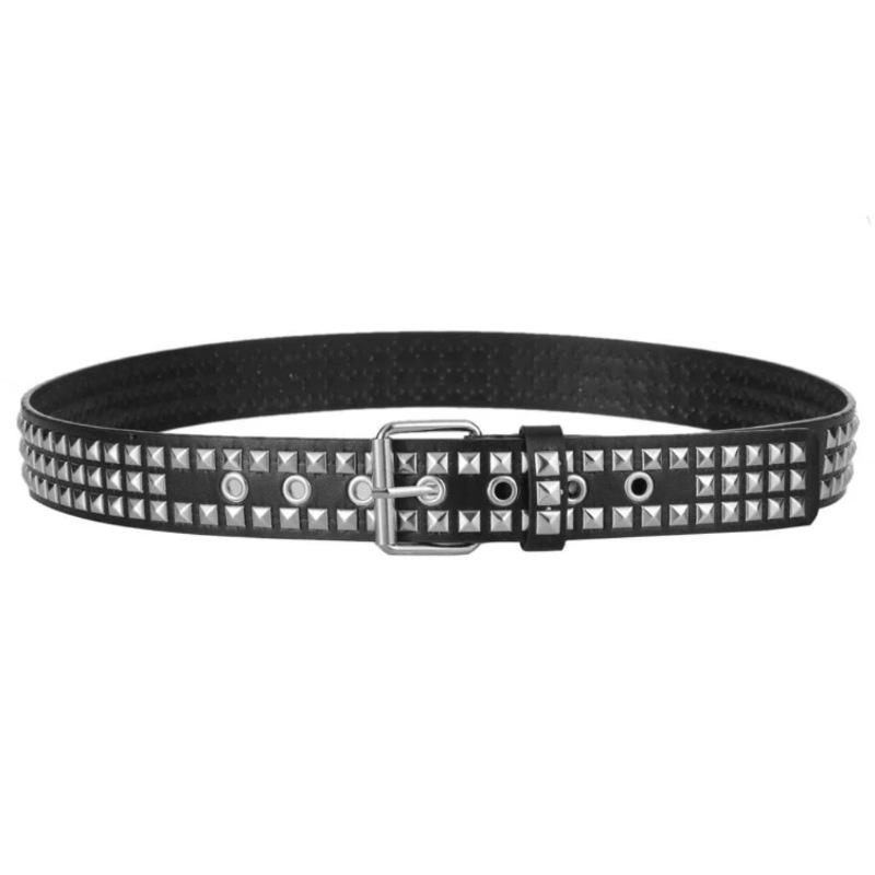 Square Bead Rivet Metal Belt Pyramid Unisex Belt Punk Style Hardware Belt Men