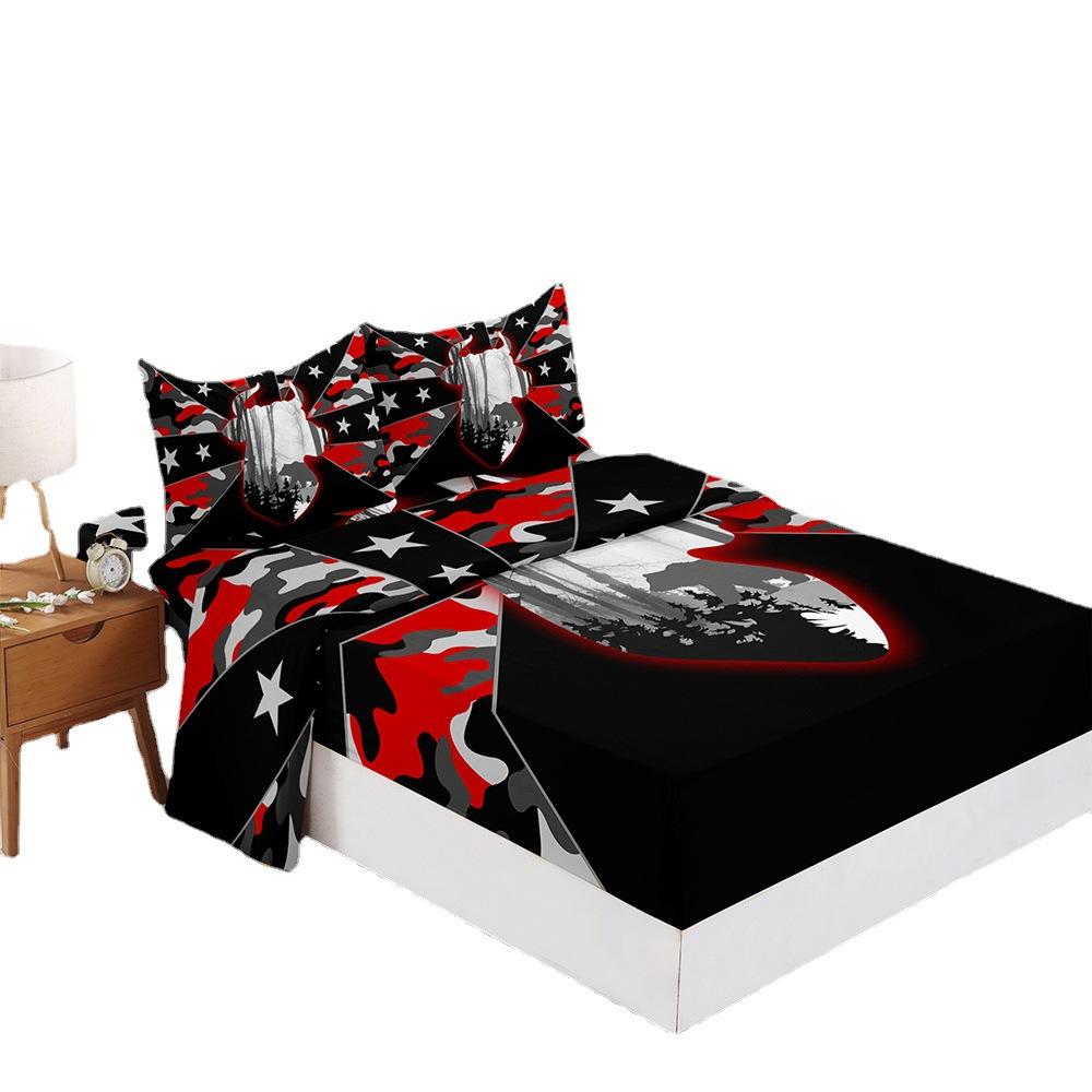Four-Piece Mattress Digital Printing Mattress Protective Cover Bedding Animal Tiger Bear