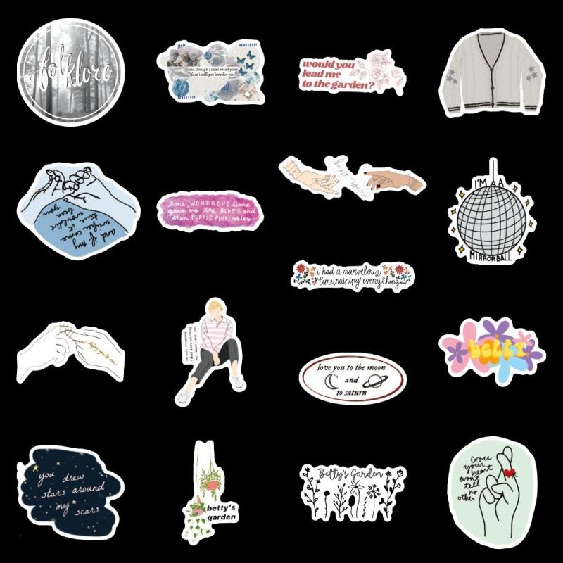 50PCS Taylor Swift Folklore Stickers, Folklore Quote Stickers Pack, Evermore Vinyl Sticker for
