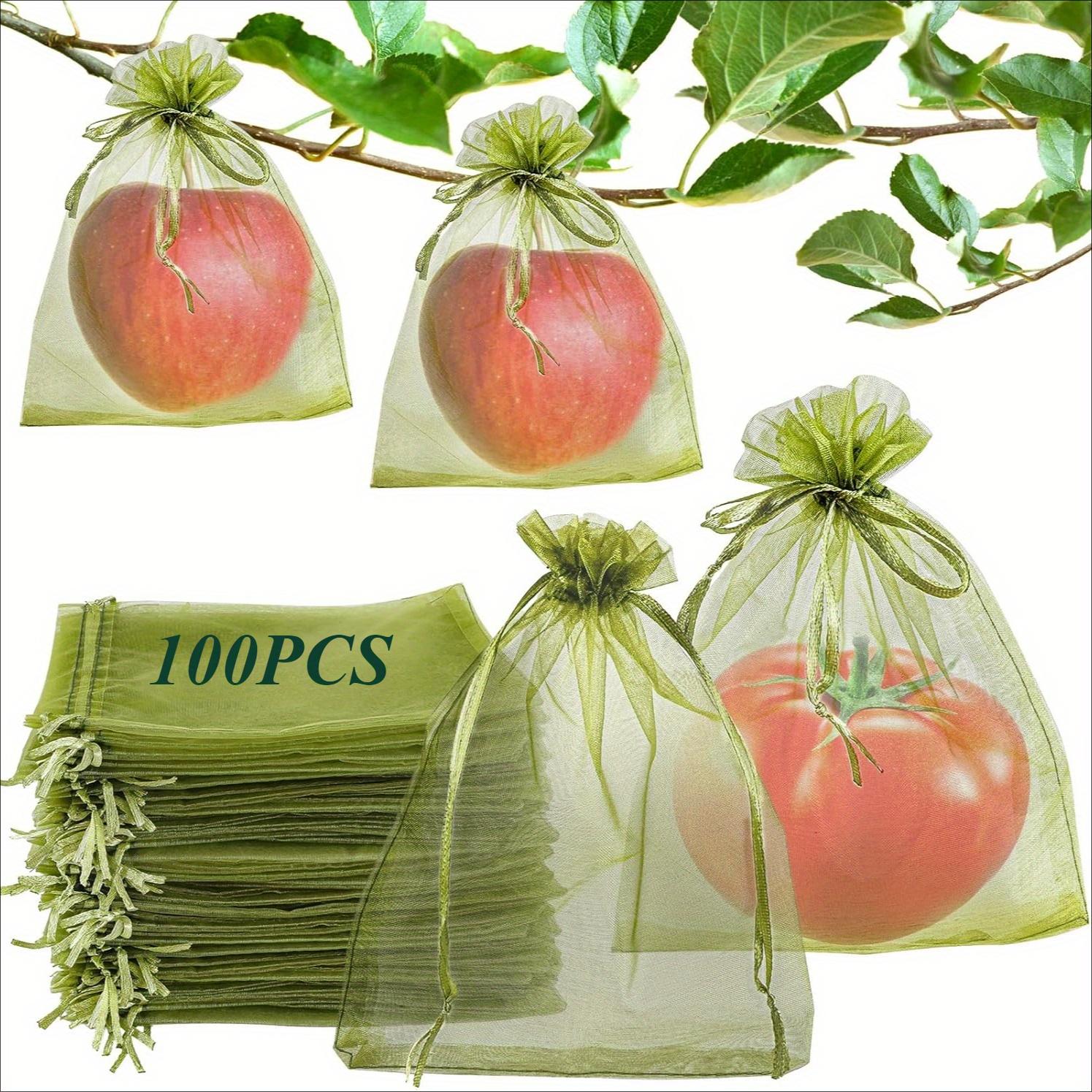 

Мешки для защиты плодов для фруктовых деревьев, 6x8 дюймов 100 шт. зеленые сетчатые мешочки из органзы с завязками, протекторы-барьеры для садовых овощей, цветов, помидоров