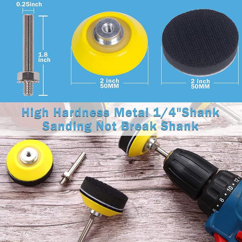 190Pcs 2 Inch Sanding Discs 40-7000 Grit Wet Dry Sandpaper, 50mm Hook & Loop Sand Pads with 1 Pc 1/4” Shank and Backing Pad