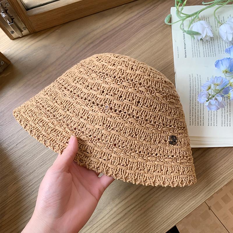 Spring and summer breathable cotton and linen sun hat straw woven bucket hat versatile simple sun hat travel